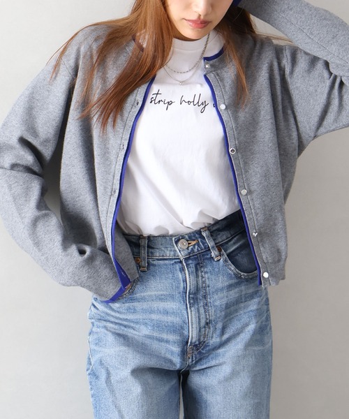 SpRay(スプレイ)の「配色ニットカーディガン(カーディガン/ボレロ・レディース・ベージュ/ブラック/グレー/アイボリー・FREE)」の4枚目の写真