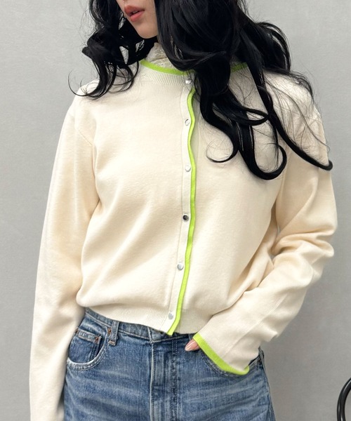 SpRay(スプレイ)の「配色ニットカーディガン(カーディガン/ボレロ・レディース・ベージュ/ブラック/グレー/アイボリー・FREE)」の22枚目の写真