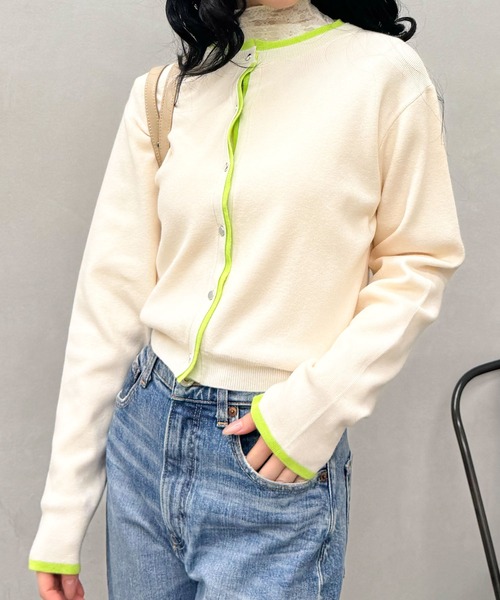 SpRay(スプレイ)の「配色ニットカーディガン(カーディガン/ボレロ・レディース・ベージュ/ブラック/グレー/アイボリー・FREE)」の20枚目の写真