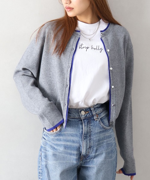 SpRay(スプレイ)の「配色ニットカーディガン(カーディガン/ボレロ・レディース・ベージュ/ブラック/グレー/アイボリー・FREE)」の14枚目の写真