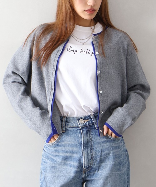 SpRay(スプレイ)の「配色ニットカーディガン(カーディガン/ボレロ・レディース・ベージュ/ブラック/グレー/アイボリー・FREE)」の12枚目の写真