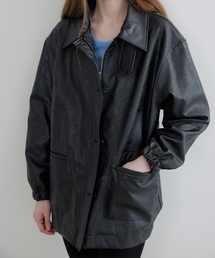 KNOWNBETTER（ノウンベター）の「フェイクレザービゾカラーオーバージャケット_ブラック（ライダースジャケット）」