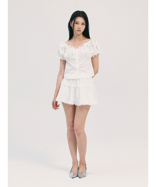 BABLETWO(ビーエイブルトゥー)の「noa shirring blouse-white(Tシャツ/カットソー・レディース・その他・ONE SIZE)」の3枚目の写真