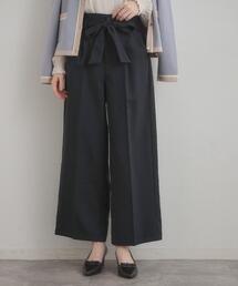 couture brooch（クチュールブローチ）の「【洗える・通勤】ウエストリボン サスペンダー付きワイドパンツ（その他パンツ）」