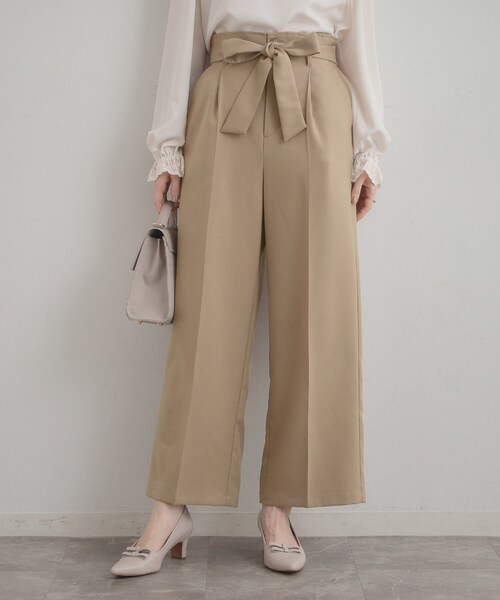 couture brooch(クチュールブローチ)の「【洗える・通勤】ウエストリボン サスペンダー付きワイドパンツ(その他パンツ・レディース・ベージュ/ネイビー/アイボリー・40/38/42/36)」の22枚目の写真