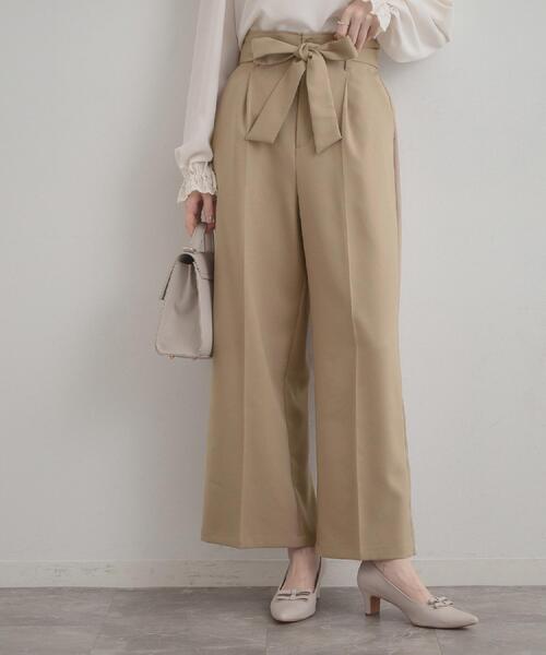 couture brooch(クチュールブローチ)の「【洗える・通勤】ウエストリボン サスペンダー付きワイドパンツ(その他パンツ・レディース・ベージュ/ネイビー/アイボリー・40/38/42/36)」の21枚目の写真
