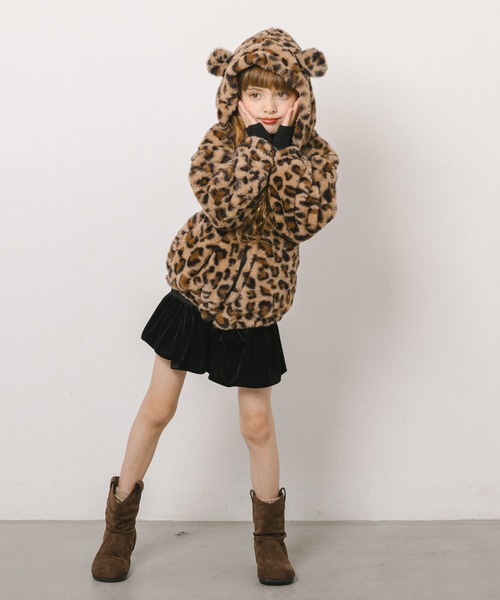 URBAN CHERRY（アーバンチェリー）の「レオパードクマ耳ファーパーカー（パーカー・キッズ・ブラウン・130cm/120cm/110cm）」の4枚目の写真