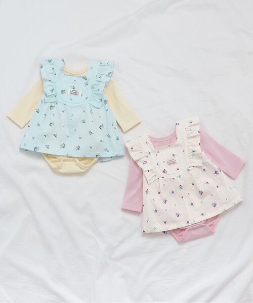 apres les cours(アプレレクール)の「小花柄肩フリルジャンスカ+ボディースーツセット(その他ベビーウェア・キッズ・アイボリー/ミント・80/70)」の7枚目の写真