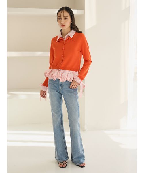 SNIDEL（スナイデル）の「シャツドッキングヘムボリュームニットプルオーバー（ニット/セーター・レディース・その他/アイボリー/ネイビー/オレンジ・F）」の22枚目の写真