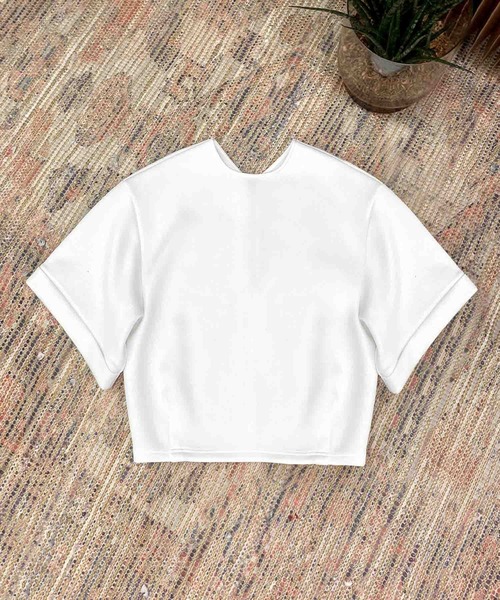 ELFRANK（エルフランク）の「ダンボール ハーフスリーブ ドルマン トップス プルオーバー 半袖《着用動画あり》（Tシャツ/カットソー・レディース・ブラック/グレー/オフホワイト・L/M）」の4枚目の写真