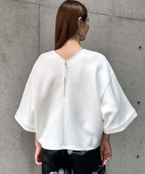 ELFRANK（エルフランク）の「ダンボール ハーフスリーブ ドルマン トップス プルオーバー 半袖《着用動画あり》（Tシャツ/カットソー・レディース・ブラック/グレー/オフホワイト・L/M）」の21枚目の写真