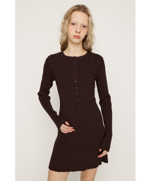 SLY（スライ）の「【2026SS新作】FRONT BUTTON FRILL S/OP フロントボタンフリルショートワンピース 冬服 春服（ワンピース・レディース・ブラック/ブラウン・2/1）」の2枚目の写真