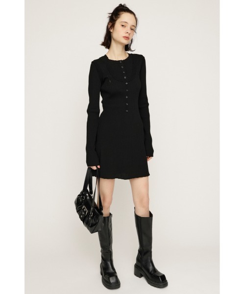 SLY（スライ）の「【2026SS新作】FRONT BUTTON FRILL S/OP フロントボタンフリルショートワンピース 冬服 春服（ワンピース・レディース・ブラック/ブラウン・2/1）」の3枚目の写真