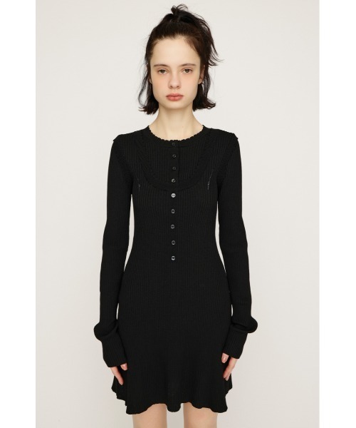 SLY（スライ）の「【2026SS新作】FRONT BUTTON FRILL S/OP フロントボタンフリルショートワンピース 冬服 春服（ワンピース・レディース・ブラック/ブラウン・2/1）」の4枚目の写真