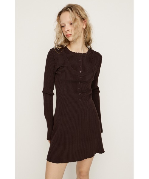 SLY（スライ）の「【2026SS新作】FRONT BUTTON FRILL S/OP フロントボタンフリルショートワンピース 冬服 春服（ワンピース・レディース・ブラック/ブラウン・2/1）」の6枚目の写真