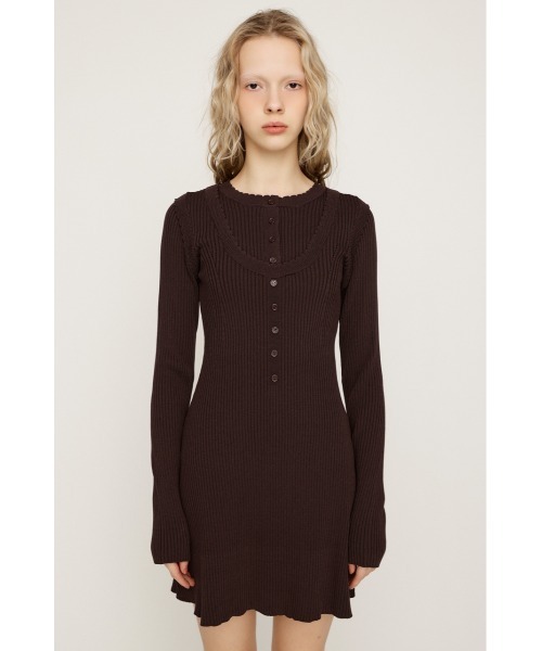 SLY（スライ）の「【2026SS新作】FRONT BUTTON FRILL S/OP フロントボタンフリルショートワンピース 冬服 春服（ワンピース・レディース・ブラック/ブラウン・2/1）」の7枚目の写真
