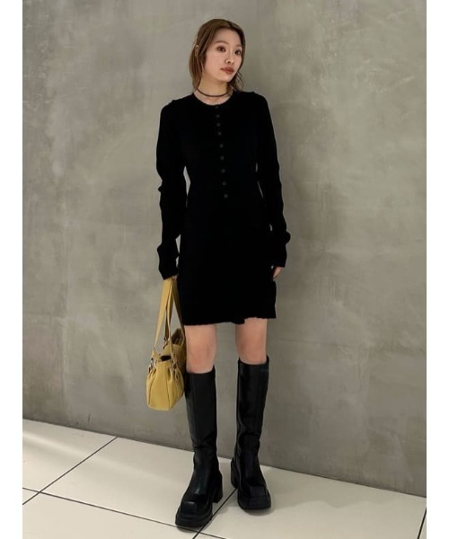 SLY（スライ）の「【2026SS新作】FRONT BUTTON FRILL S/OP フロントボタンフリルショートワンピース 冬服 春服（ワンピース・レディース・ブラック/ブラウン・2/1）」の15枚目の写真