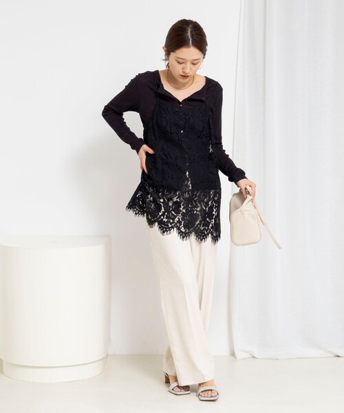 NOLLEY’S（ノーリーズ）の「ウォッシャブルレースビスチェ（キャミソール・レディース・ホワイト/ブラック・38）」の16枚目の写真