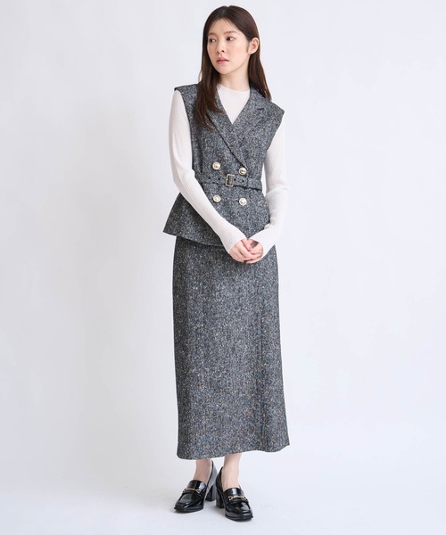 NOELA（ノエラ）の「ツイードナロースカート（スカート・レディース・ブラック/ネイビー/ベージュ・S/M）」の4枚目の写真