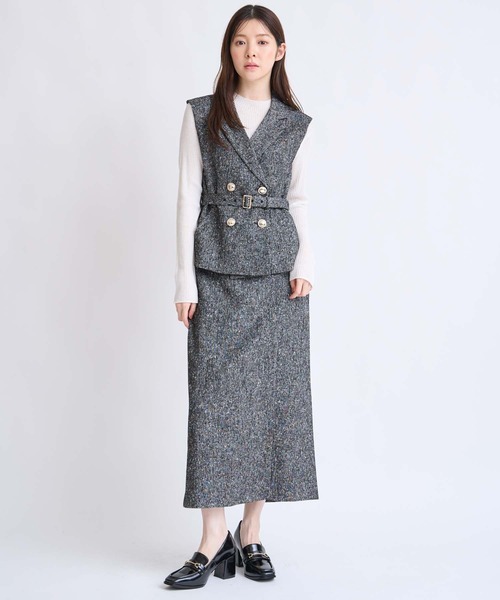 NOELA（ノエラ）の「ツイードナロースカート（スカート・レディース・ブラック/ネイビー/ベージュ・S/M）」の5枚目の写真