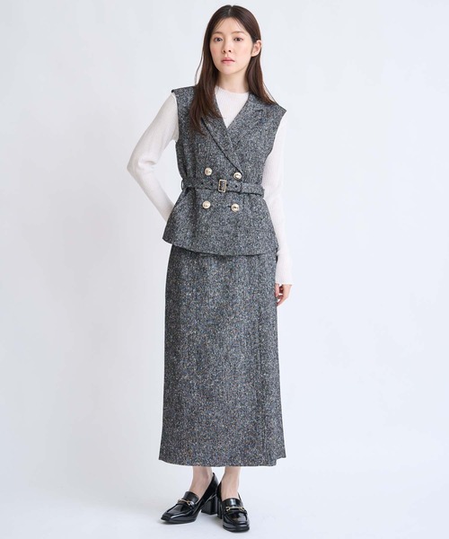 NOELA（ノエラ）の「ツイードナロースカート（スカート・レディース・ブラック/ネイビー/ベージュ・S/M）」の6枚目の写真