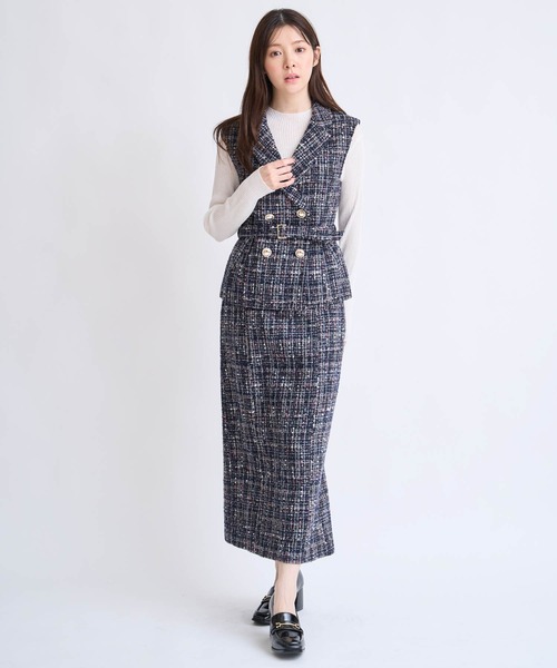 NOELA（ノエラ）の「ツイードナロースカート（スカート・レディース・ブラック/ネイビー/ベージュ・S/M）」の8枚目の写真