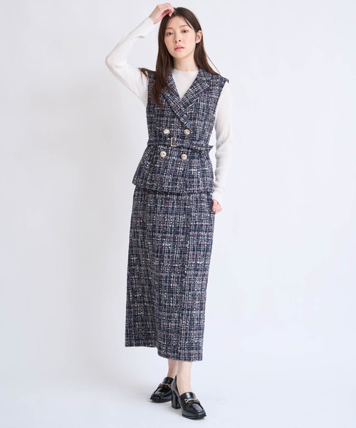 NOELA（ノエラ）の「ツイードナロースカート（スカート・レディース・ブラック/ネイビー/ベージュ・S/M）」の9枚目の写真