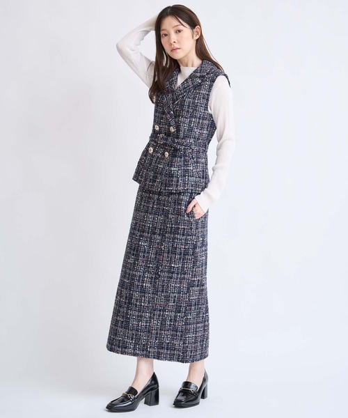 NOELA（ノエラ）の「ツイードナロースカート（スカート・レディース・ブラック/ネイビー/ベージュ・S/M）」の10枚目の写真