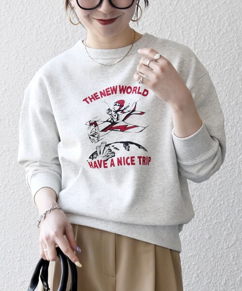 SHIPS any(シップス エニィ)の「【SHIPS any別注】THE KNiTS:〈洗濯機可能〉ロゴ プリント スウェット 26SS(スウェット・レディース・ライトグレー/ナチュラル・ONE SIZE)」の5枚目の写真