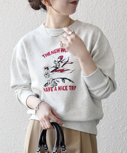SHIPS any(シップス エニィ)の「【SHIPS any別注】THE KNiTS:〈洗濯機可能〉ロゴ プリント スウェット 26SS(スウェット・レディース・ライトグレー/ナチュラル・ONE SIZE)」の6枚目の写真