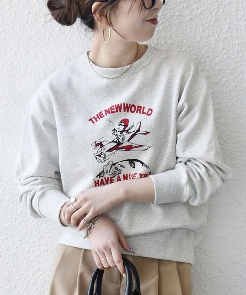 SHIPS any(シップス エニィ)の「【SHIPS any別注】THE KNiTS:〈洗濯機可能〉ロゴ プリント スウェット 26SS(スウェット・レディース・ライトグレー/ナチュラル・ONE SIZE)」の11枚目の写真
