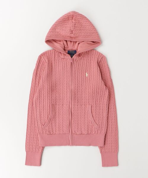POLO RALPH LAUREN CHILDRENSWEAR（ポロ ラルフ ローレン チルドレンズウェア）の「ミニケーブル コットン フルジップ フーディ（パーカー・キッズ・ピンク・L/M/S/XL）」の3枚目の写真