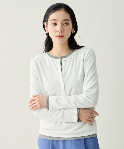 ANY（エニィ）の「クリアラメフライスヘンリーネックプルオーバー（Tシャツ/カットソー・レディース・ネイビー系/ホワイト系/ライトイエロー系/ライトグレー系・X-LARGE）」の19枚目の写真