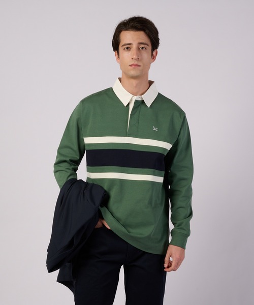Eddie Bauer（エディーバウアー）の「パネル ラグビーシャツ（ポロシャツ・メンズ・エンジ/グリーン/ネイビー・XXL/XL/S/L/M）」の2枚目の写真
