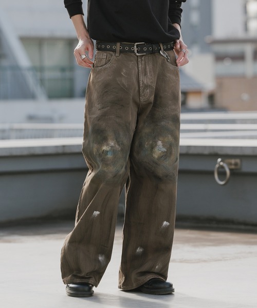 Theater code(シアターコード)の「DIRTY-Washed Vintage-Style 5-Pocket Wide-Leg Denim Pants / DIRTY加工 ヴィンテージライク 5ポケットワイドデニムパンツ 秋 秋服メンズ 2026年秋冬(デニムパンツ・メンズ・ブラウン・M/L)」の16枚目の写真