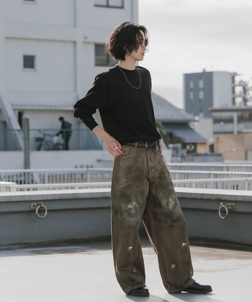 Theater code(シアターコード)の「DIRTY-Washed Vintage-Style 5-Pocket Wide-Leg Denim Pants / DIRTY加工 ヴィンテージライク 5ポケットワイドデニムパンツ 秋 秋服メンズ 2026年秋冬(デニムパンツ・メンズ・ブラウン・M/L)」の11枚目の写真