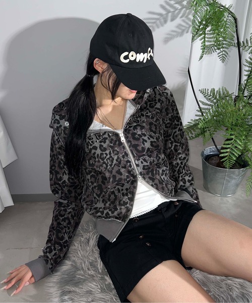 sedacle girl（セダクルガール）の「アップリケロゴサーマルパーカー（パーカー・レディース・カーキ/チャコールグレー/ネイビー/レオパード・MEDIUM/SMALL）」の4枚目の写真