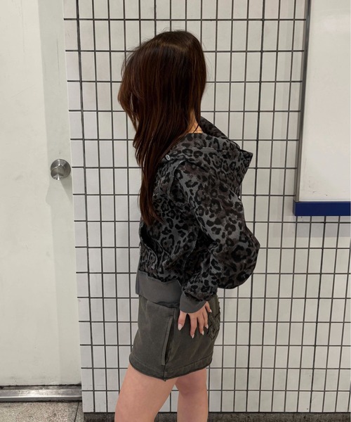 sedacle girl（セダクルガール）の「アップリケロゴサーマルパーカー（パーカー・レディース・カーキ/チャコールグレー/ネイビー/レオパード・MEDIUM/SMALL）」の5枚目の写真