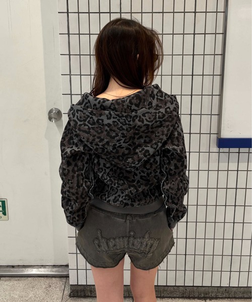 sedacle girl（セダクルガール）の「アップリケロゴサーマルパーカー（パーカー・レディース・カーキ/チャコールグレー/ネイビー/レオパード・MEDIUM/SMALL）」の6枚目の写真