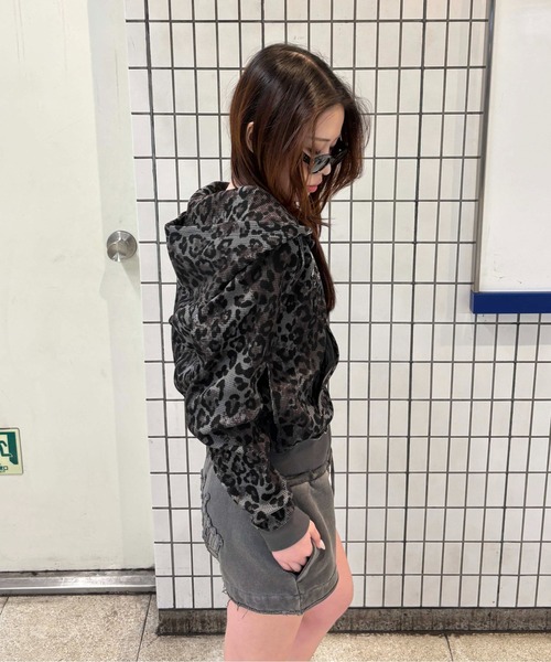 sedacle girl（セダクルガール）の「アップリケロゴサーマルパーカー（パーカー・レディース・カーキ/チャコールグレー/ネイビー/レオパード・MEDIUM/SMALL）」の7枚目の写真