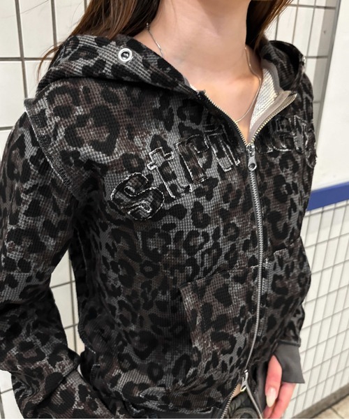 sedacle girl（セダクルガール）の「アップリケロゴサーマルパーカー（パーカー・レディース・カーキ/チャコールグレー/ネイビー/レオパード・MEDIUM/SMALL）」の9枚目の写真