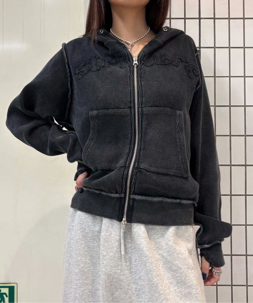 sedacle girl（セダクルガール）の「アップリケロゴサーマルパーカー（パーカー・レディース・カーキ/チャコールグレー/ネイビー/レオパード・MEDIUM/SMALL）」の14枚目の写真