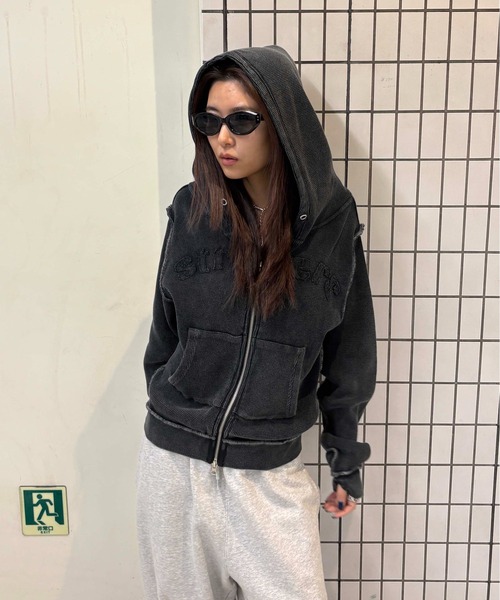 sedacle girl（セダクルガール）の「アップリケロゴサーマルパーカー（パーカー・レディース・カーキ/チャコールグレー/ネイビー/レオパード・MEDIUM/SMALL）」の17枚目の写真