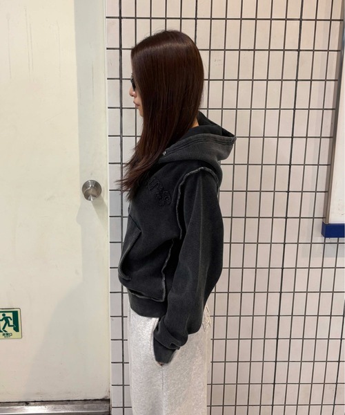 sedacle girl（セダクルガール）の「アップリケロゴサーマルパーカー（パーカー・レディース・カーキ/チャコールグレー/ネイビー/レオパード・MEDIUM/SMALL）」の15枚目の写真