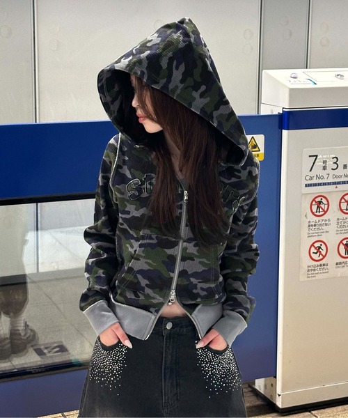 sedacle girl（セダクルガール）の「アップリケロゴサーマルパーカー（パーカー・レディース・カーキ/チャコールグレー/ネイビー/レオパード・MEDIUM/SMALL）」の22枚目の写真