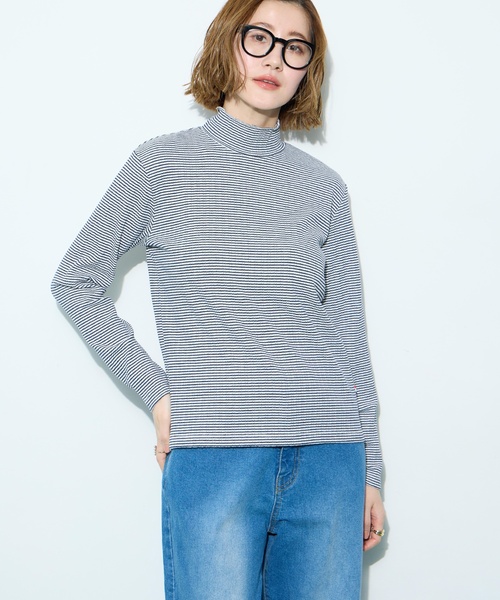 Petit Honfleur（プチオンフルール）の「メローボーダークシュネックT（Tシャツ/カットソー・レディース・グレー/ネイビー/ホワイト/レッド・M/L）」の7枚目の写真