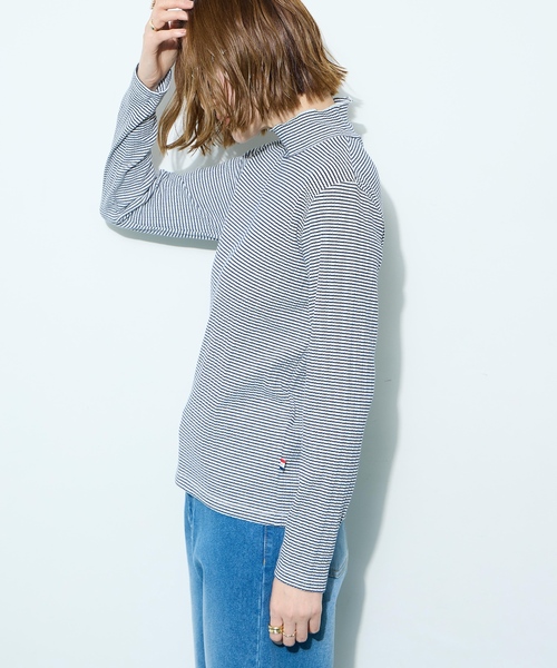 Petit Honfleur（プチオンフルール）の「メローボーダークシュネックT（Tシャツ/カットソー・レディース・グレー/ネイビー/ホワイト/レッド・M/L）」の9枚目の写真