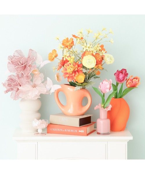 セラミック 3D フラワーベース M オレンジ（フラワーベース