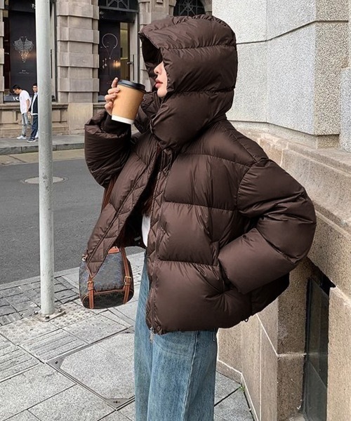 Miniministore(ミニミニストア)の「ショート丈ダウンジャケット 中綿ブルゾン(ダウンジャケット/コート・レディース・ピンク/ブラウン/アイボリー/ブラック・FREE)」の15枚目の写真