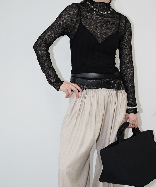 chuclla(チュクラ)の「シアーメッシュハイネックトップス chw26s090(Tシャツ/カットソー・レディース・ブラック/ホワイト・FREE)」の12枚目の写真